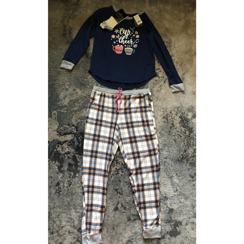 Cuddl Duds Pajama Set Girls Medium Holidays Christmas R2